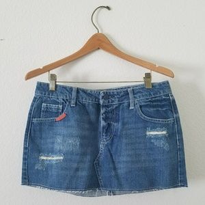 American Eagle denim mini raw edge skirt